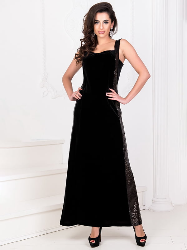 Вечернее платье черное из  бархата | 6548085