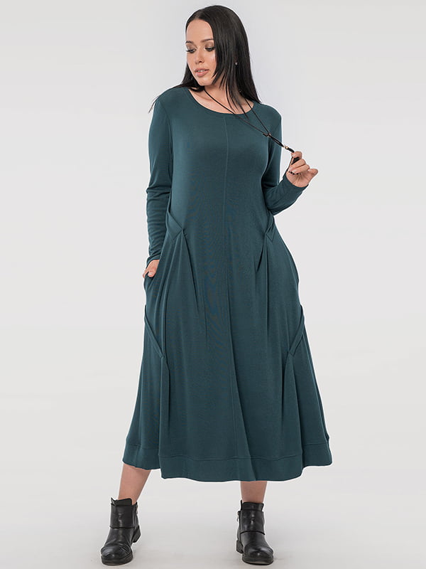 Трикотажна сукня А-силуету зелена | 6548198