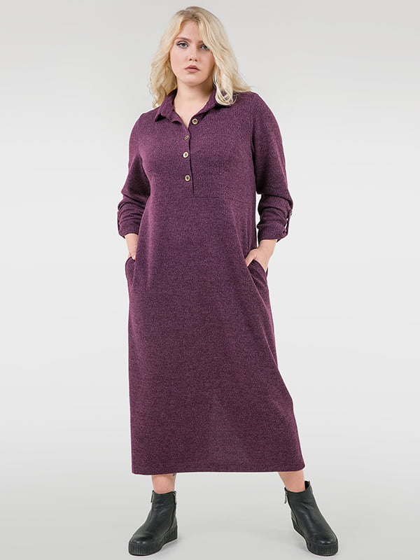 Сукня-сорочка фіолетова з кишенями | 6548838