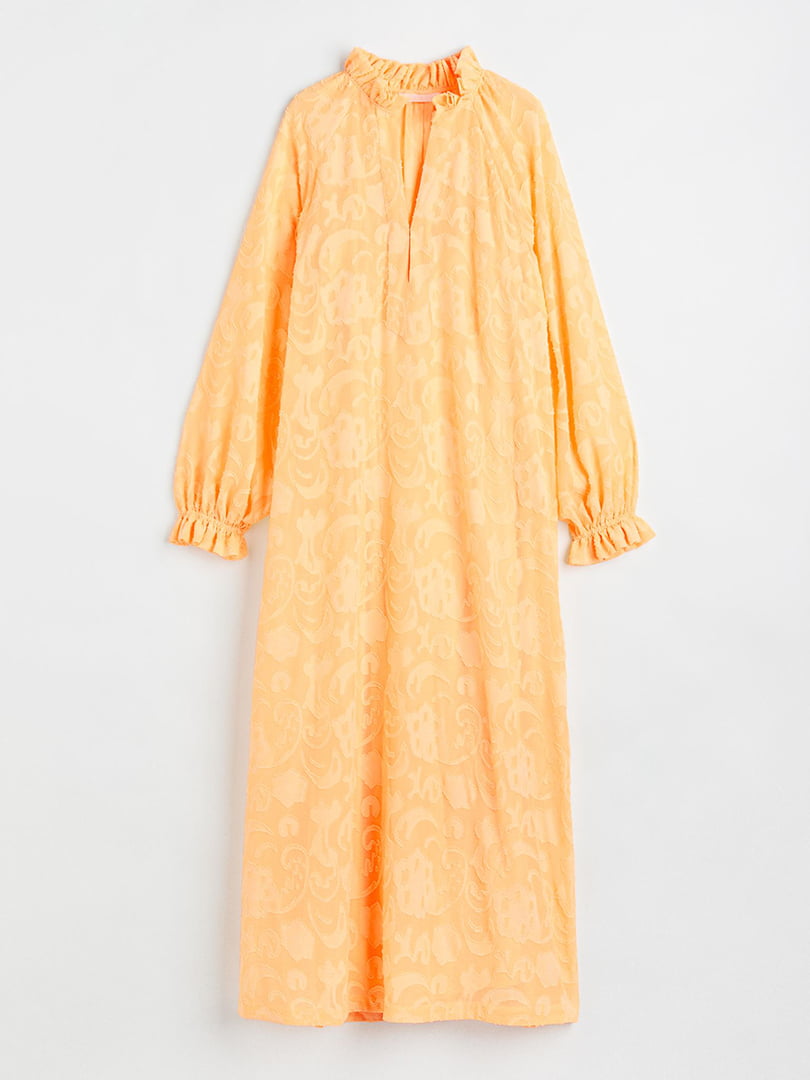 Сукня-максі світло-помаранчевого кольору з квітковим принтом | 6527926