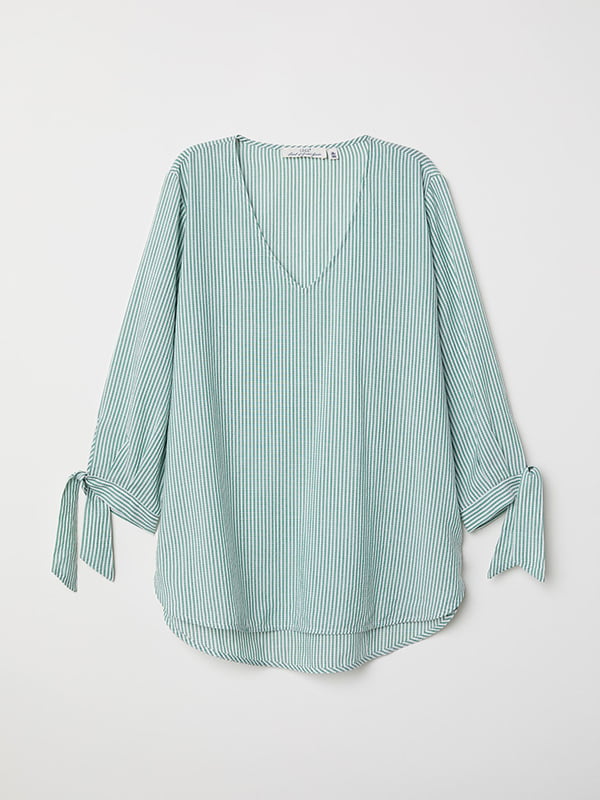 Блуза зелено-белая в полоску | 6566981