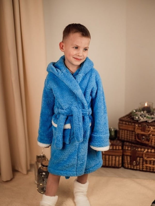 Теплий блакитний халат для хлопчика | 6568959