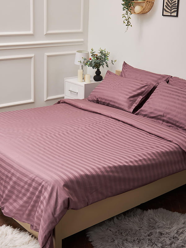Комплект постельного белья Satin Stripe «Garnet» двуспальный: пододеяльник: 175х210, наволочки: 4х70х70 см | 6572798
