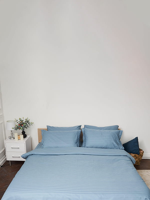 Комплект постельного белья Satin Stripe «Ultramarine» King Size 220x240 см, наволочки: 2х50х70 см | 6572911