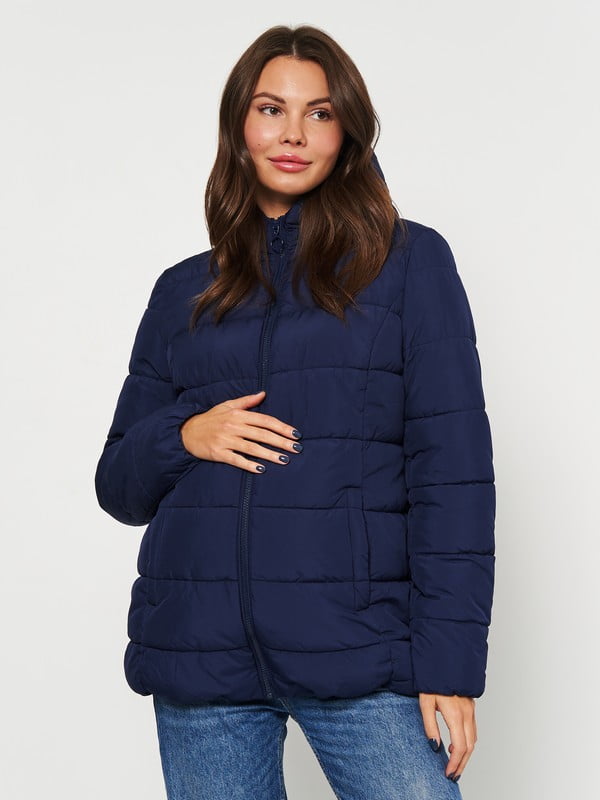 Стьобана куртка для вагітних темно-синього кольору | 6578719