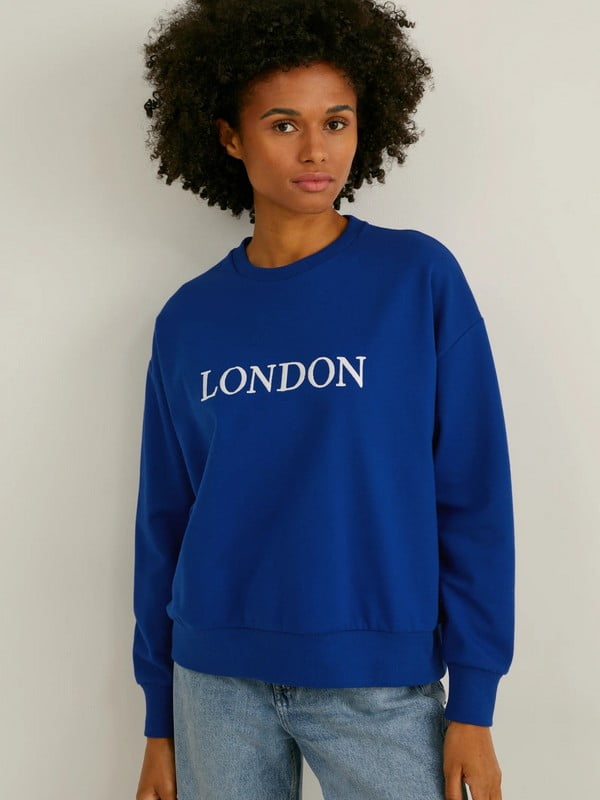 Свитшот синего цвета с надписью LONDON | 6578849