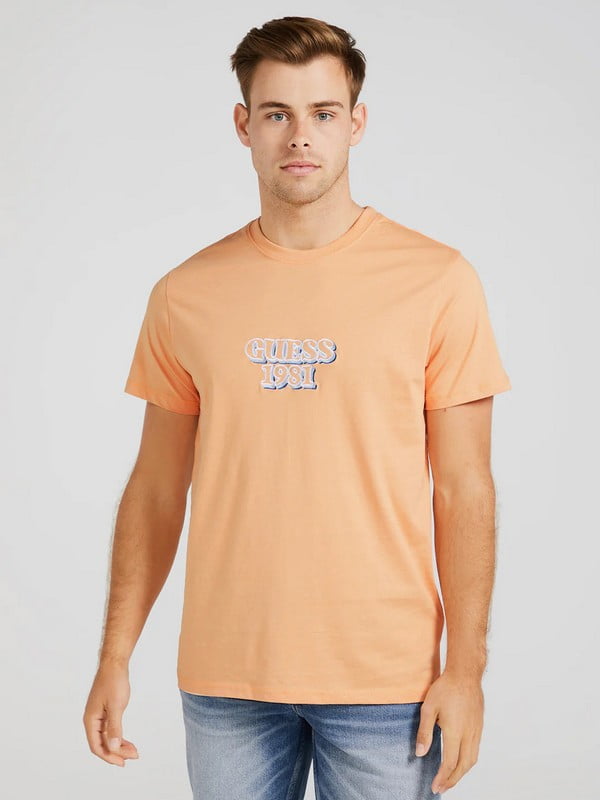 Помаранчева футболка з принтом | 6581580
