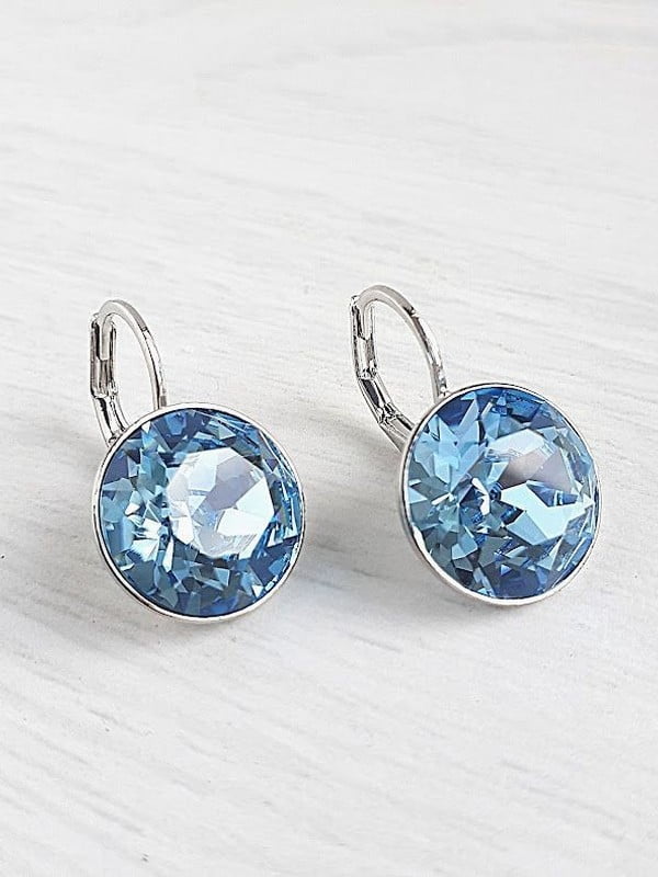 Сережки з діамантами Swarovski блакитного відтінку | 6583143