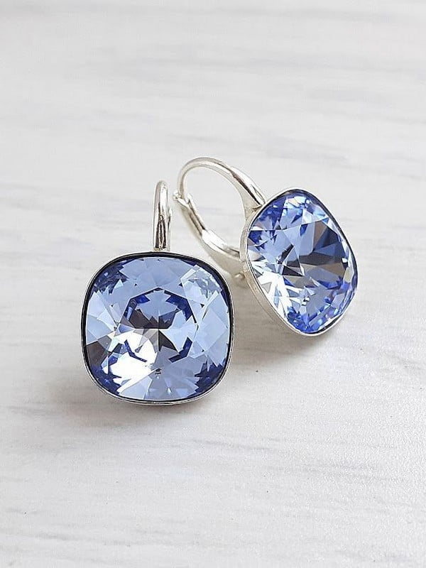 Сережки з кристалами Swarovski ніжно-блакитного відтінку | 6583336