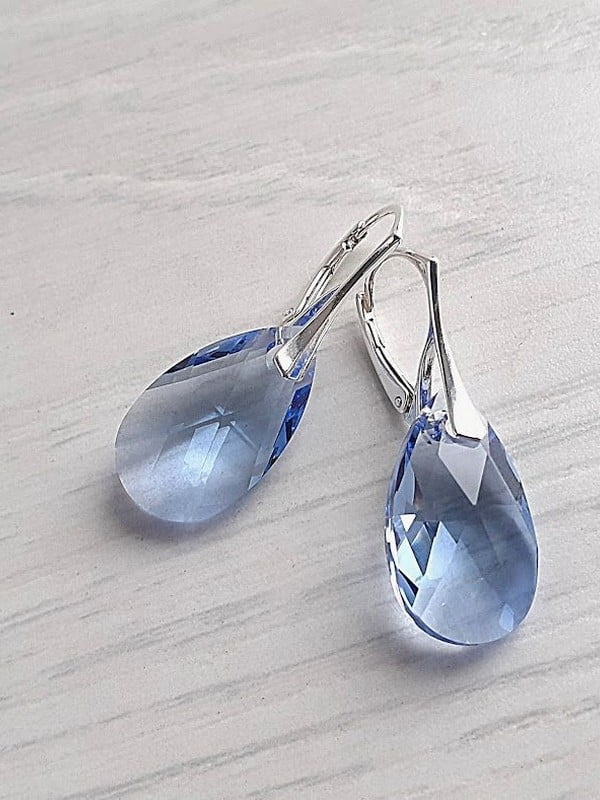 Сережки з кристалами Сваровські у ніжно-блакитних тонах | 6583361