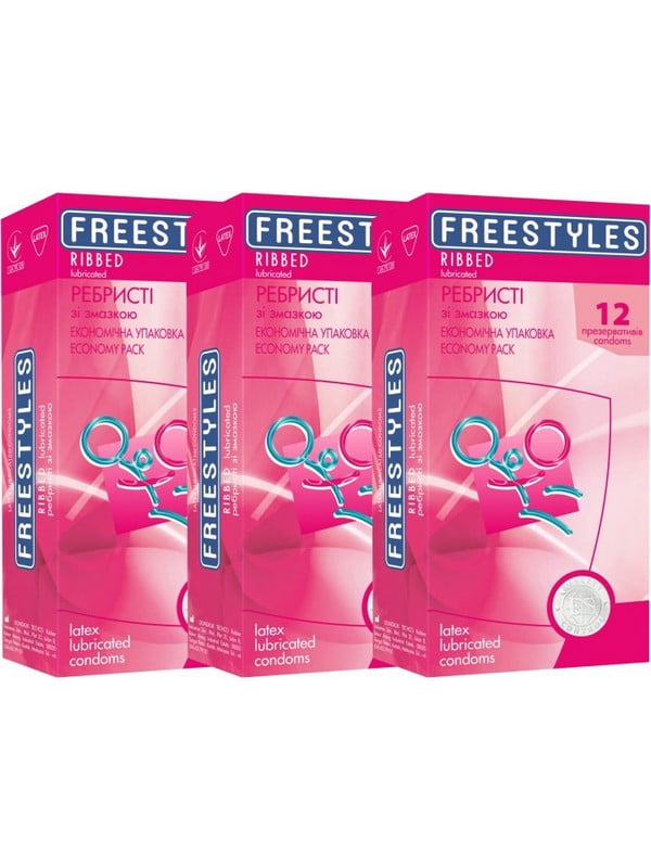 Презервативи Ribbed ребристі (36 шт; 3 упаковки по 12 шт.)  | 6590866