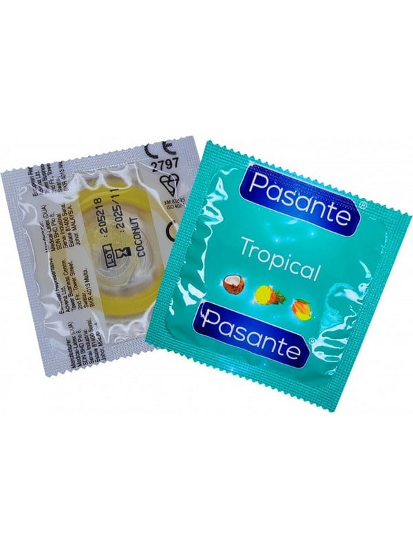 Презерватив Pasante Tropical cо вкусом кокоса (1 шт.) | 6590889