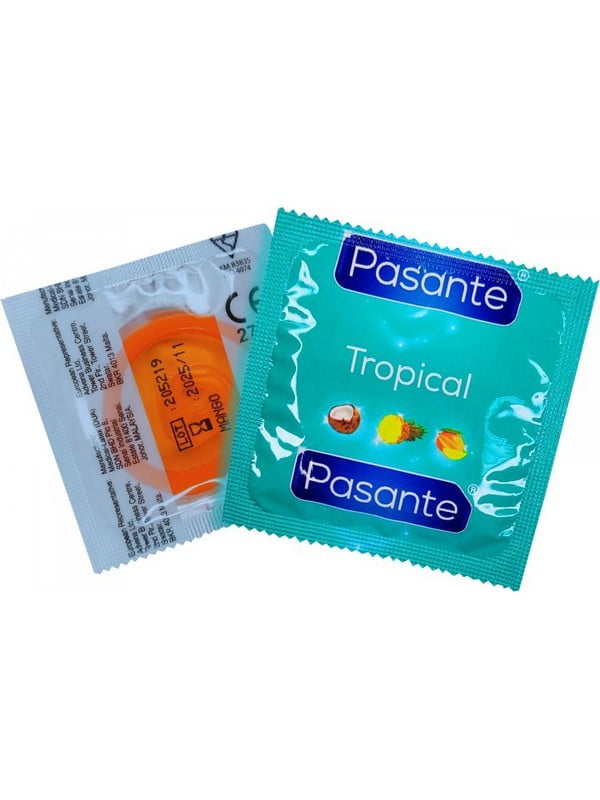 Презерватив Pasante Tropical cо вкусом манго оранжевый (1 шт.) | 6590890