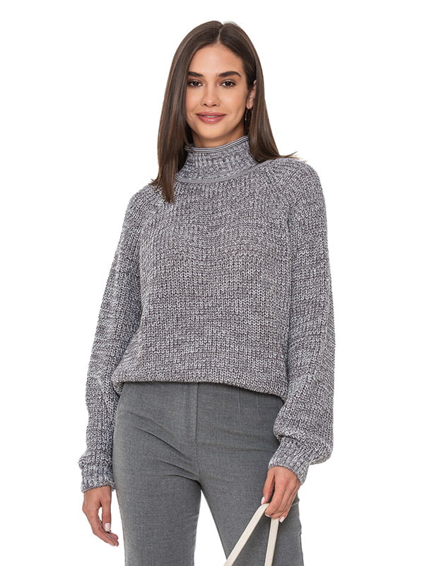 Меланжевий сірий светр об’ємної в'язки | 6578681