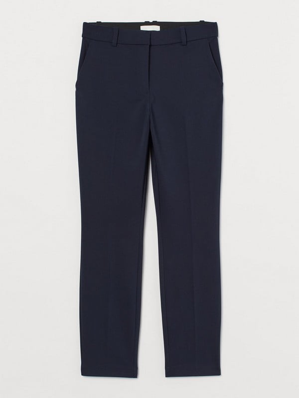 Укороченные прямые брюки темно-синего цвета | 6587046