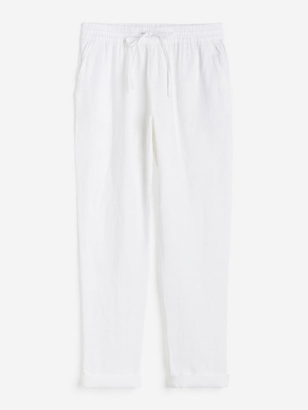 Льняные брюки белого цвета | 6589001