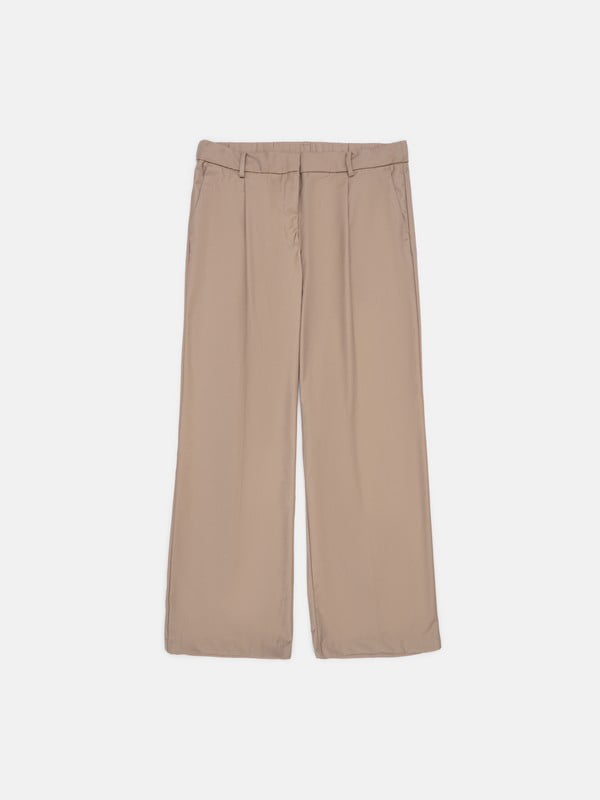 Широкие прямые брюки бежевого цвета | 6589032