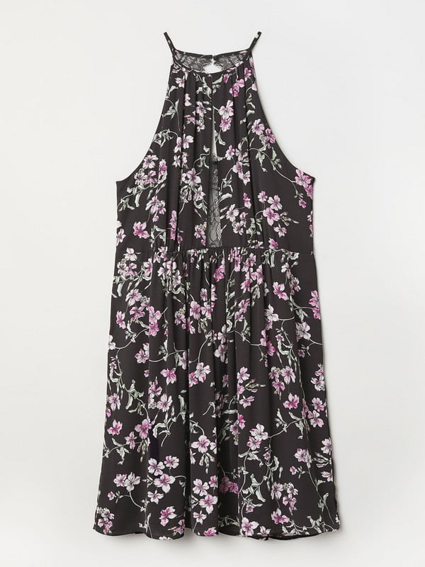 Сукня А-силуету чорна в квітковий принт | 6589369