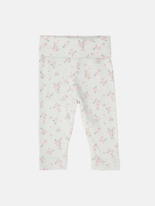 Штани для дівчинки ніжно-бірюзового кольору в квітковий принт | 6585287