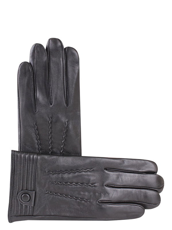Перчатки мужские кожаные черные демисезонные | 6608339