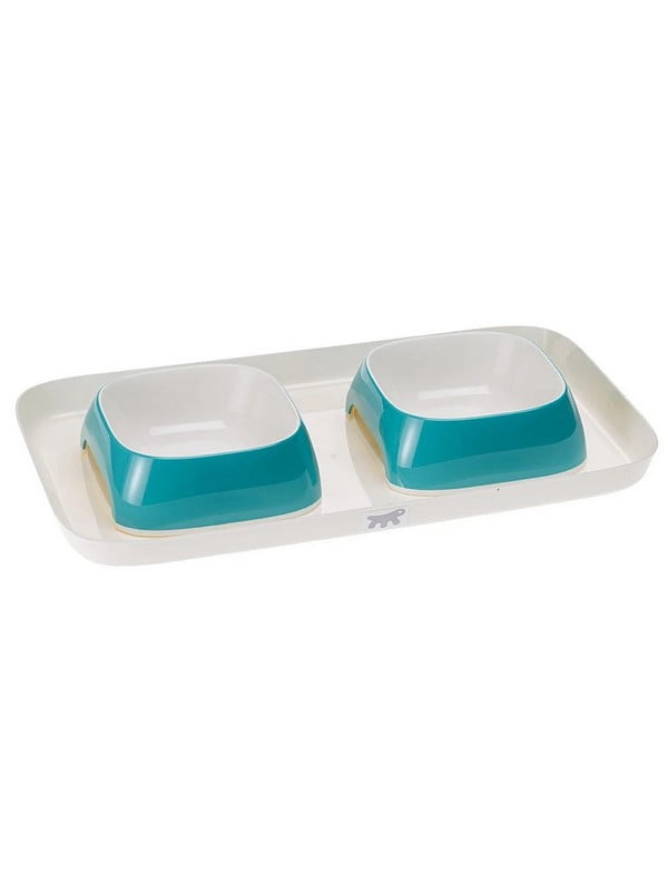 Миски на підносі для собак і кішок Ferplast Glam Tray 40 х 23 х 5.5 см - 0.8 L - SMALL, Бірюзовий | 6609851