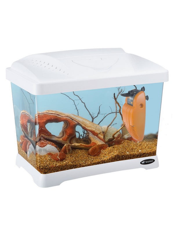 Пластиковый аквариум с фильтром и лампой на 21 литр Ferplast Capri Junior Белый | 6610099
