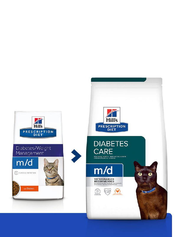 Hills Prescription Diet Feline m/d Chicken для котів при цукровому діабеті та ожирінні 3 кг | 6610710