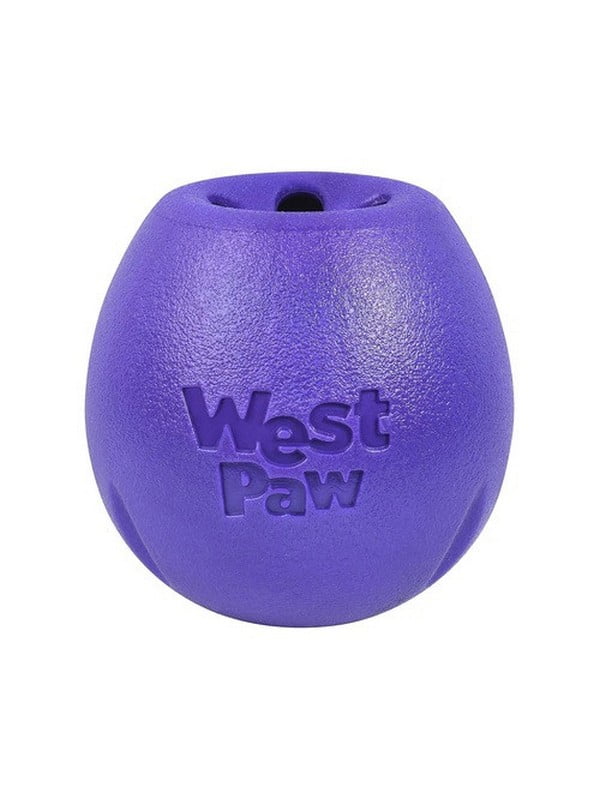 Іграшка для собак м'яч зі схованою для ласощів West Paw Rumbl Large Eggplant | 6613079