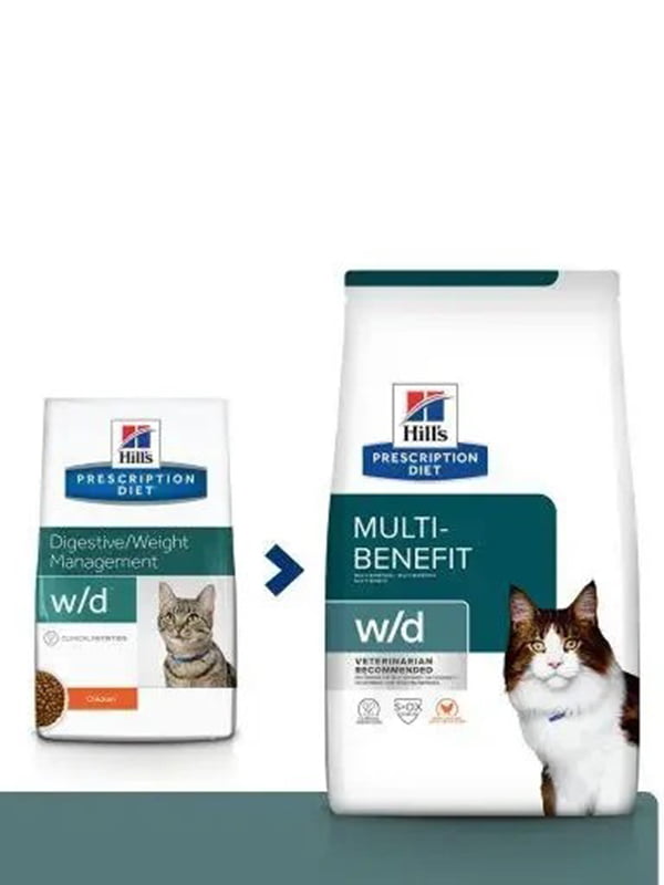 Hills Prescription Diet Feline w/d Chicken для котов при сахарном диабете и ожирении 3 кг. | 6613443
