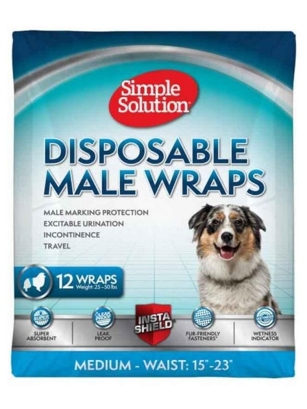 Simple Solution Disposable Male Wraps Влагопоглощающие пояса протекторы для кобелей M средние породы | 6613905