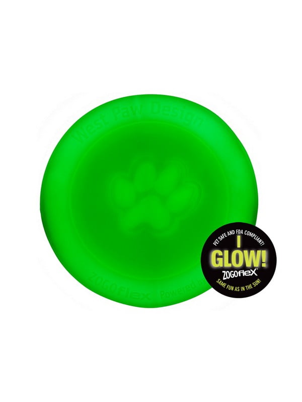 West Paw Zisc Flying Disc игрушка для собак фрисби Большой - 22 см., Светящийся белый | 6614039