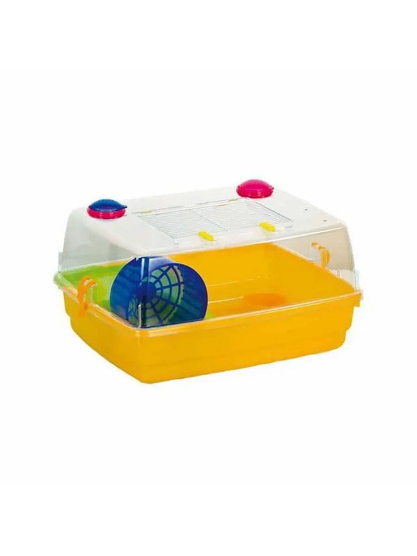 Пластиковая клетка для хомяков, крыс, мышей с колесом и полочкой Fop Junior Deluxe Желтый | 6614185