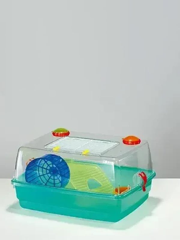 Пластикова клітина для хом'яків, щурів, мишей з колесом та поличкою Fop Junior Deluxe Зелений | 6614186