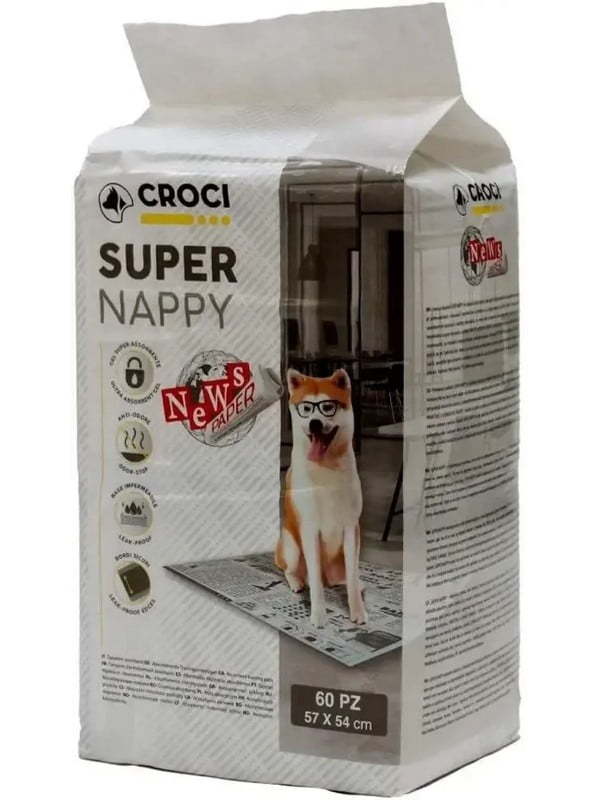 Одноразовые пеленки для собак с принтом газеты Croci Super Nappy | 6614714