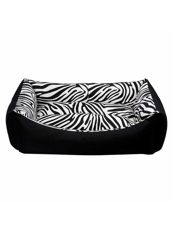 М'який лежак диван для котів та собак Milord TARTE S - 50 х 38 х 19 см., Чорний та зебра | 6614903