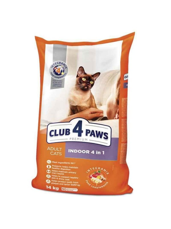Club 4 Paws Premium Indoor 4 in 1 Adult Cat Chicken корм с курицей для котов живущих в помещении | 6615031