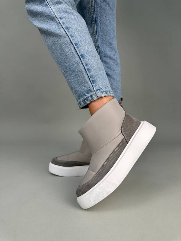 Комбіновані чобітки сірого кольору | 6616764
