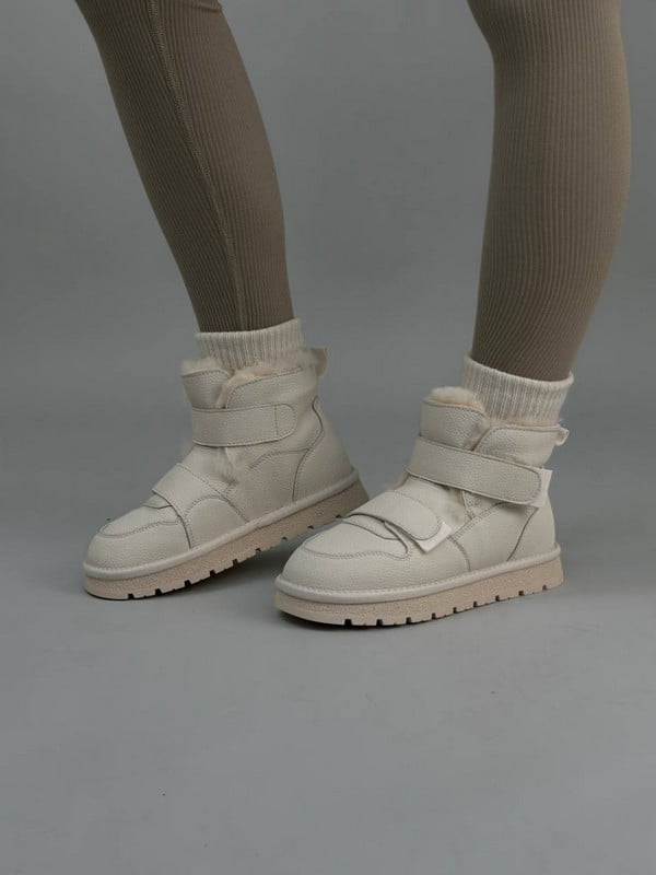 Кожаные молочные ботинки на среднюю/широкую ногу | 6616770