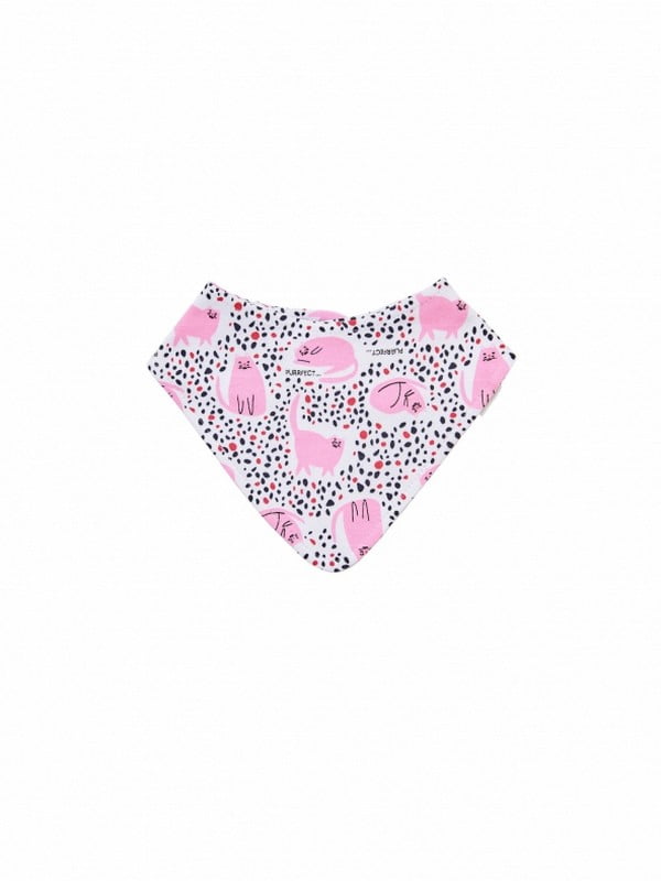 Слюнявчик-косынка цвета розовый персик с рисунком “Котики” | 6618870