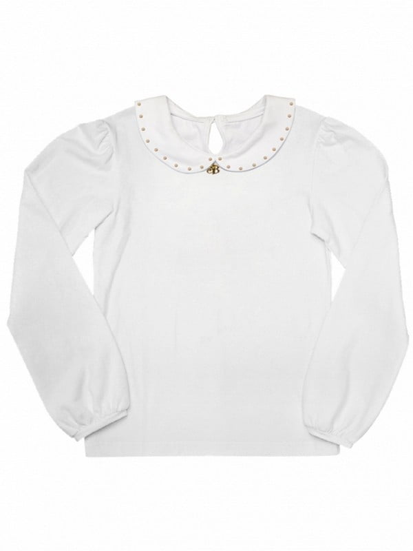 Біла блузка з декором на комірі | 6619148