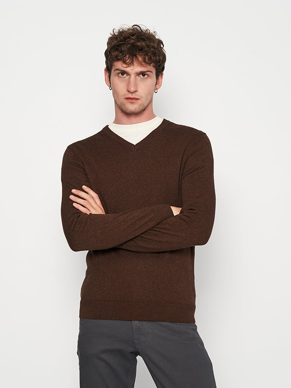 Стильный пуловер коричневого цвета | 6620009