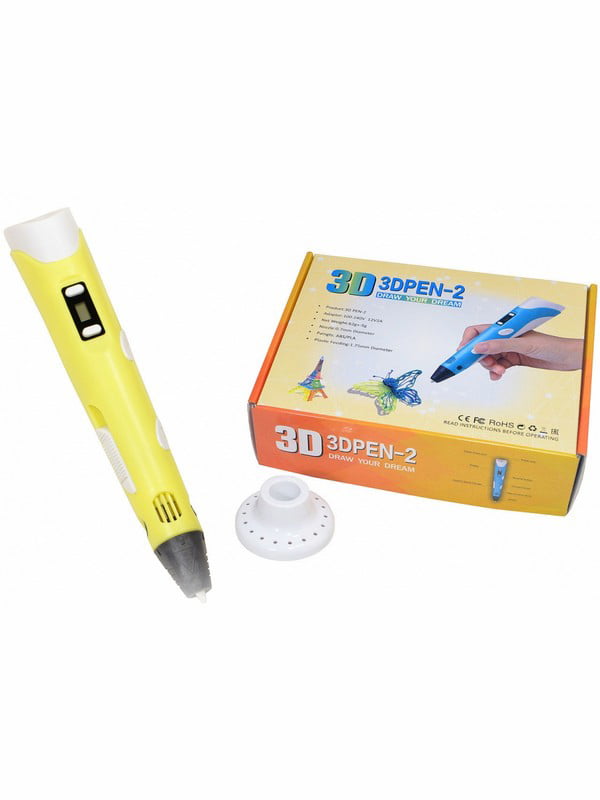 3D ручка для рисования желтая с трафаретами | 6620749