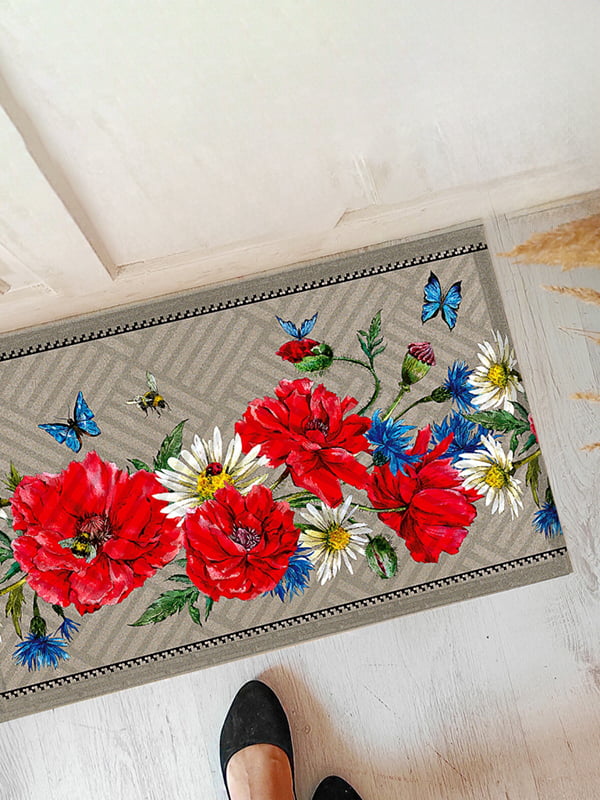 Дверний килимок Українські Маки | 6621246