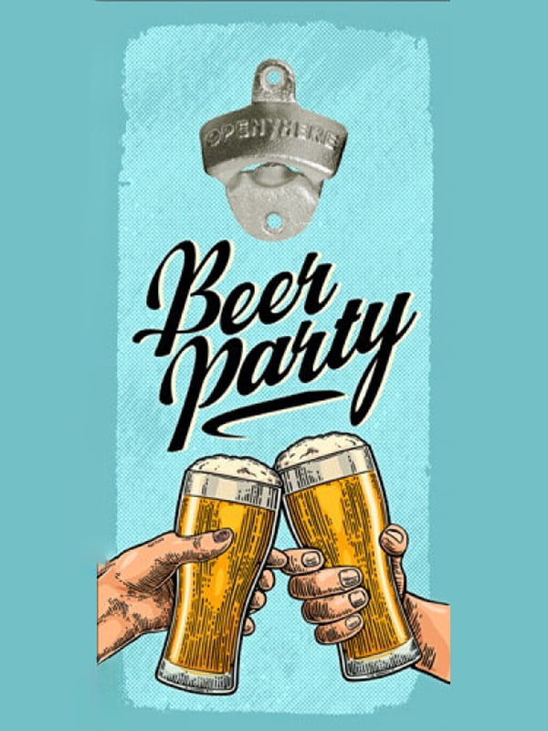 Відкривалка пляшок на стіну Party Beer (32х15см) блакитна | 6621902