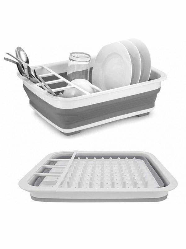 Силиконовая складная сушилка для посуды серая (36х31. 5х13 см) | 6622916
