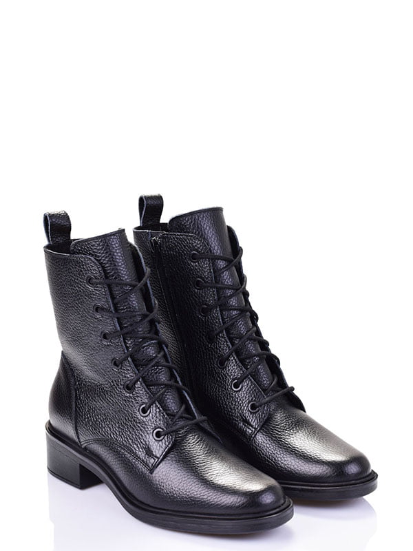 Шкіряні черевики чорного кольору на шнурівці | 6623980