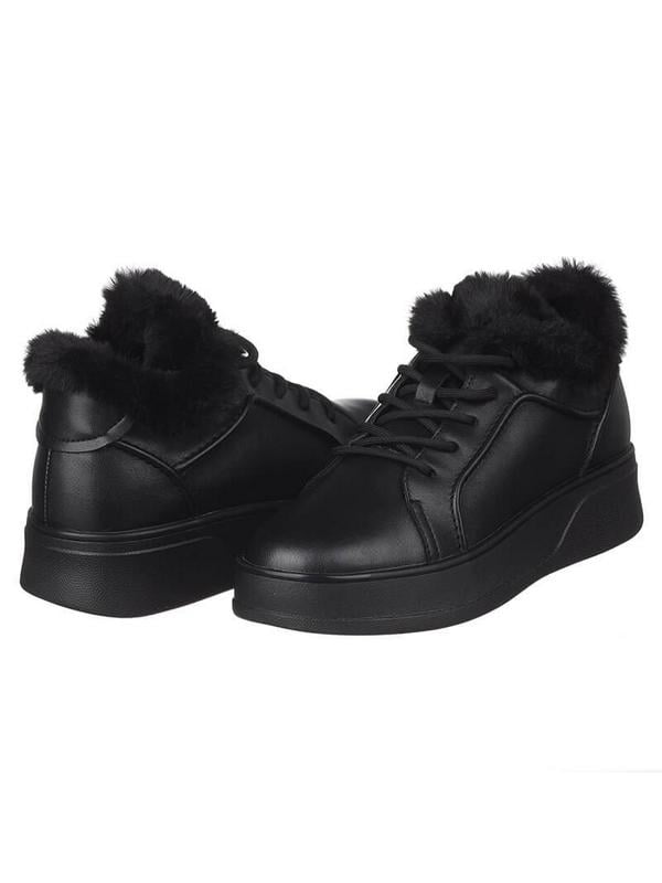 Зимние кожаные ботинки в черном цвете | 6619488