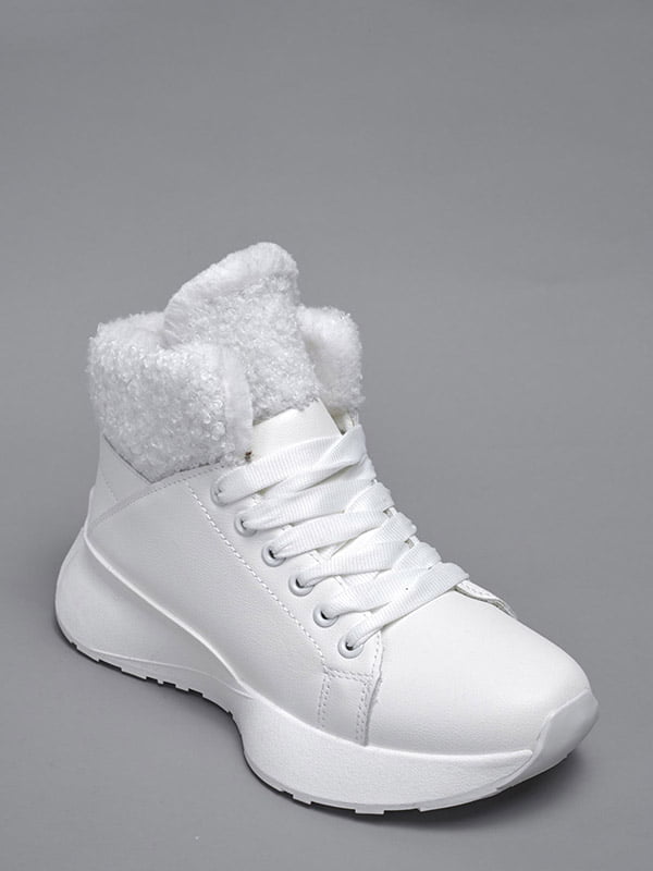 Кросівки зимові високі білі з хутряним оздобленням | 6629609