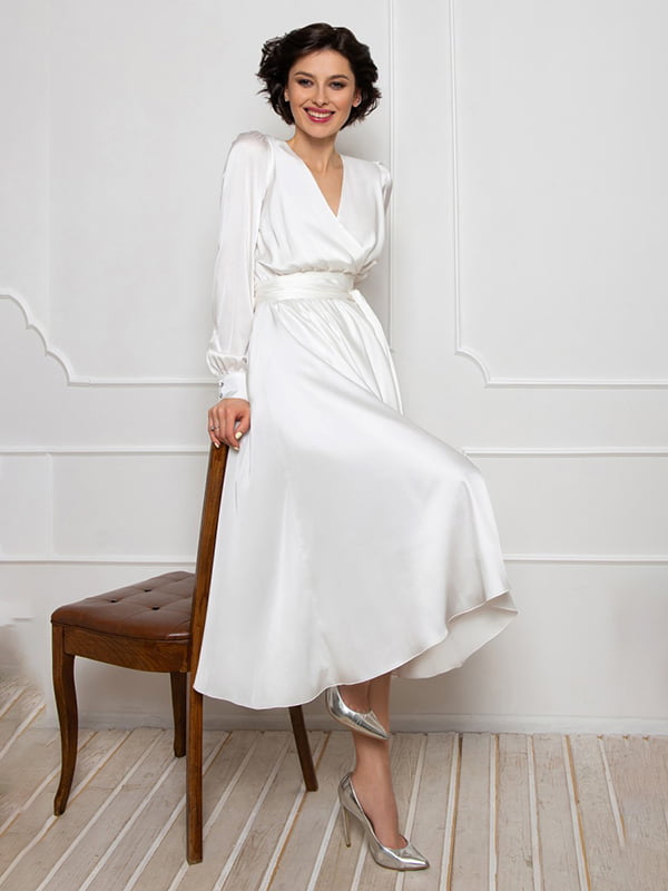 Платье белое из итальянского шелка | 6506613