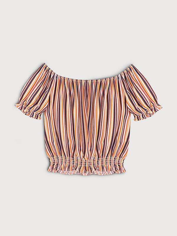 Укорочена помаранчева блуза в смужку | 6630311